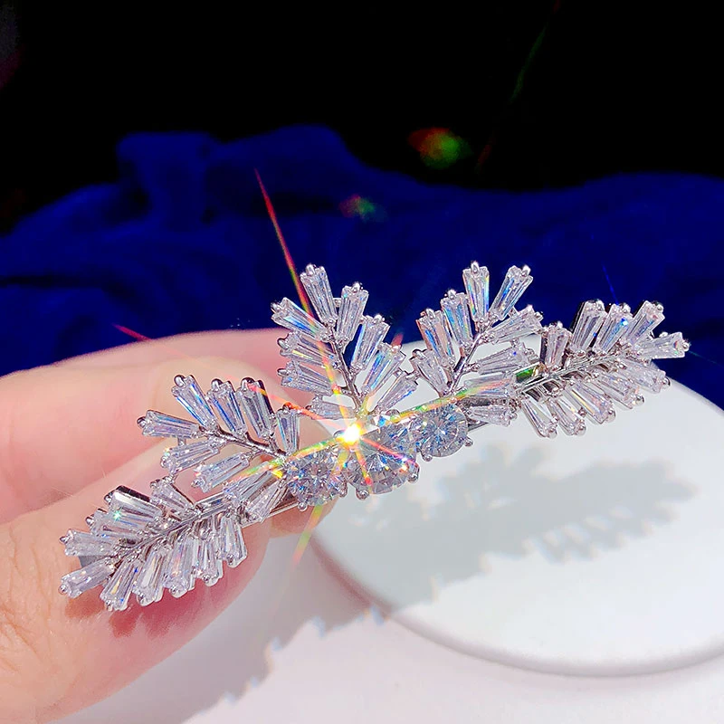 

High quality elegant olive branch hairpin headdress women's girl rhinestone zircon hairpin styling tool accessories
