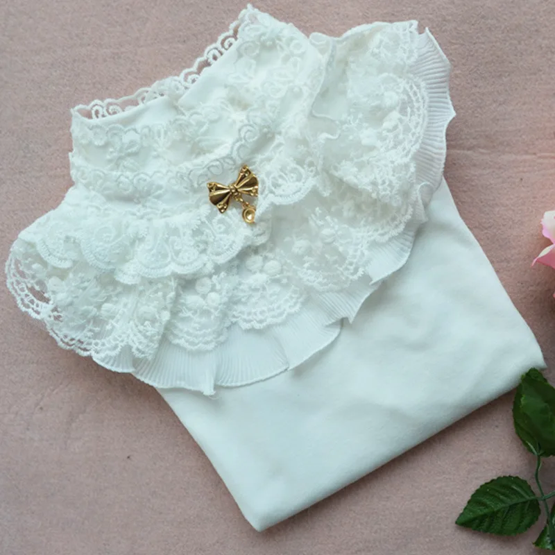 School Girl Blouse Shirts For Girls Girls Blouse Kids Clothing For Teenagers Soild Tops Tees Backing Shirt With Flowers 3-13T