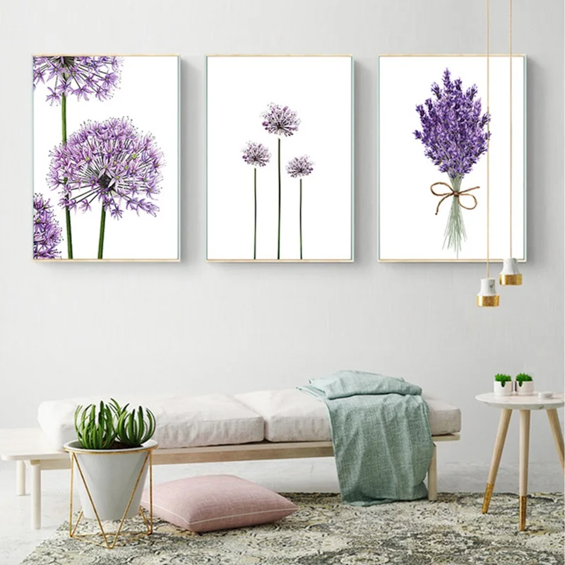 Us 3 88 Scandinavian Lavender Flowers Poster Modern Canvas Painting Green Posters And Prints Home Decoration Bedroom Wall Art Pictures In Painting