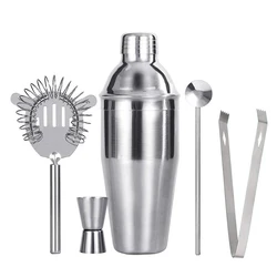 UPORS Stainless Steel Cocktail Set 550ml/750ml Cocktail Shaker Set with Muddler Jigger Bar Spoon Ice Tong Bartender Kit Bar Set