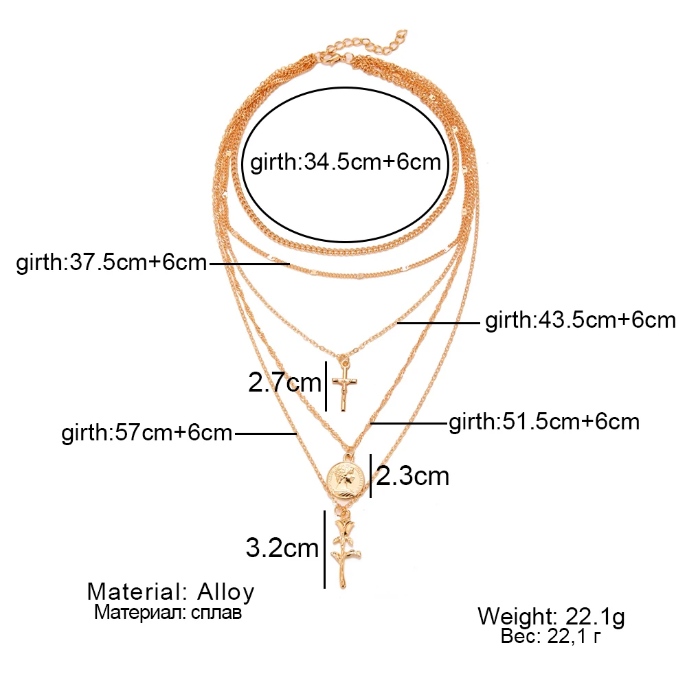 IPARAM мода несколько слоев крест цепочки и ожерелья s для женщин Шарм Чокеры золотой цвет Boho Ожерелье Женская Вечеринка ювелирные изделия