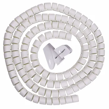 

UXCELL Spiral Wire Organizer Wrap Tube Flexible Manage Cord w Clip for PC Computer Home Hiding Cable White 20mm Dia
