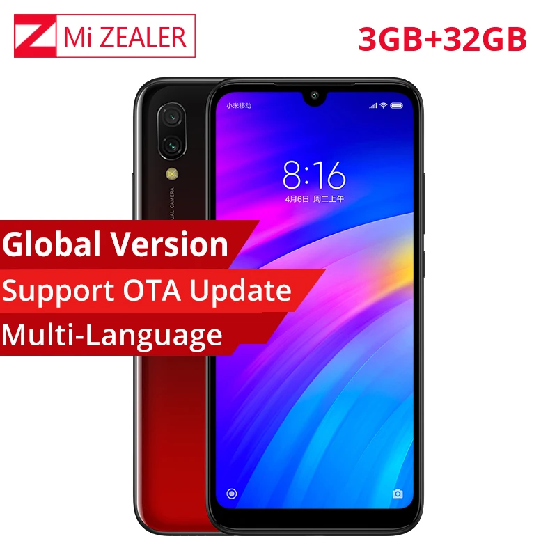 В наличии глобальная версия Xiaomi Redmi 7 3 ГБ + 32 Восьмиядерный процессор Snapdragon 632 4000