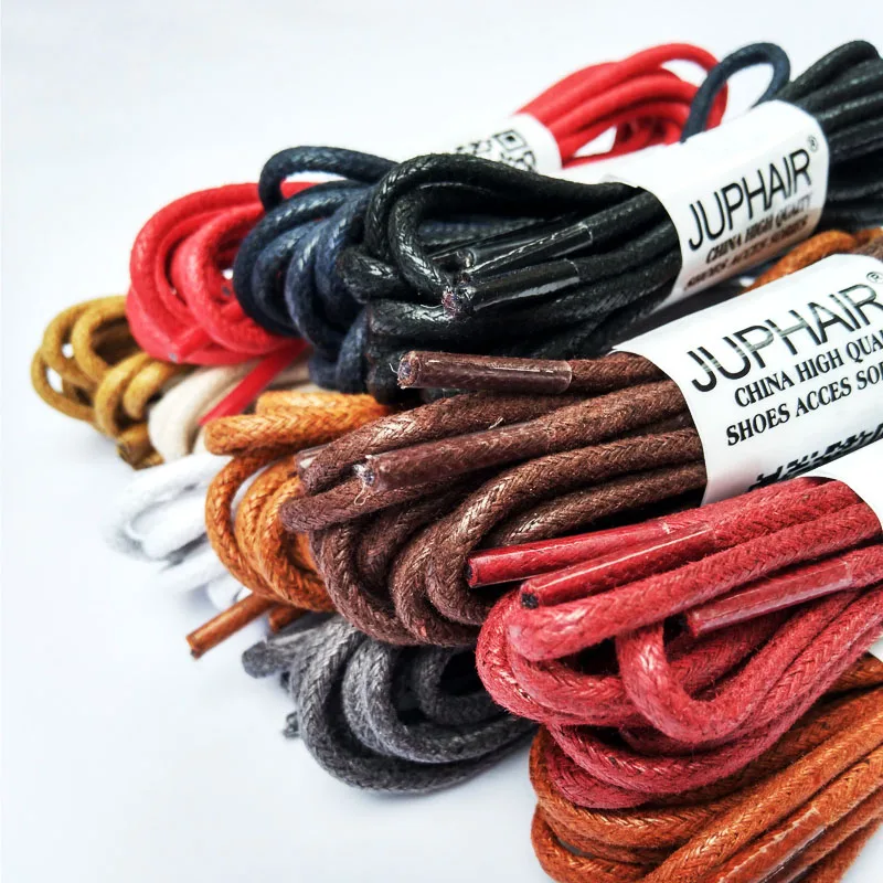 JUP 1 Pair New Round Waxed Unisex Shoelaces Dress Canvas Shoe Lace Sneaker Boots Cotton Shoe Laces Unisex Strings Shoelace Color