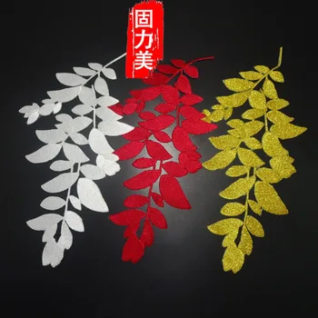 

20pc Cute Colorful green Applique Flowers leave Patch Embroidered iron on Clothes Bags Handmade DIY Fabric Sticker