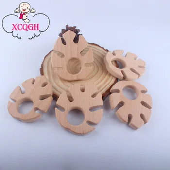 

XCQGH 5PCS/10PCS Creative Modeling Baby Wooden Leaves Teether Toys Children Bite Teeth Baby Molar Teether