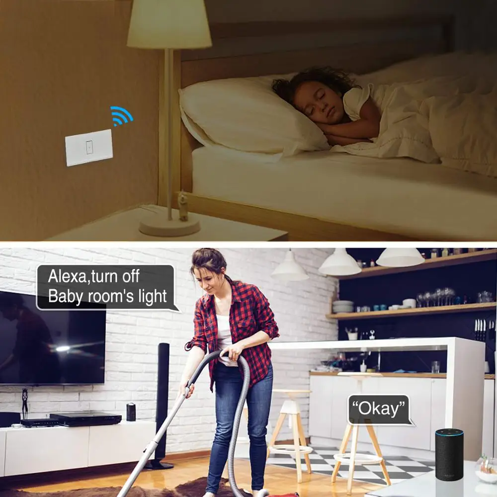 Najtaniej Włącznik światła wi fi 2500W dotykowy przełącznik, US typu ue Tuya inteligentne życie pilot aplikacji sterowania, sterowanie głosem przez Google Home, Alexa Echo