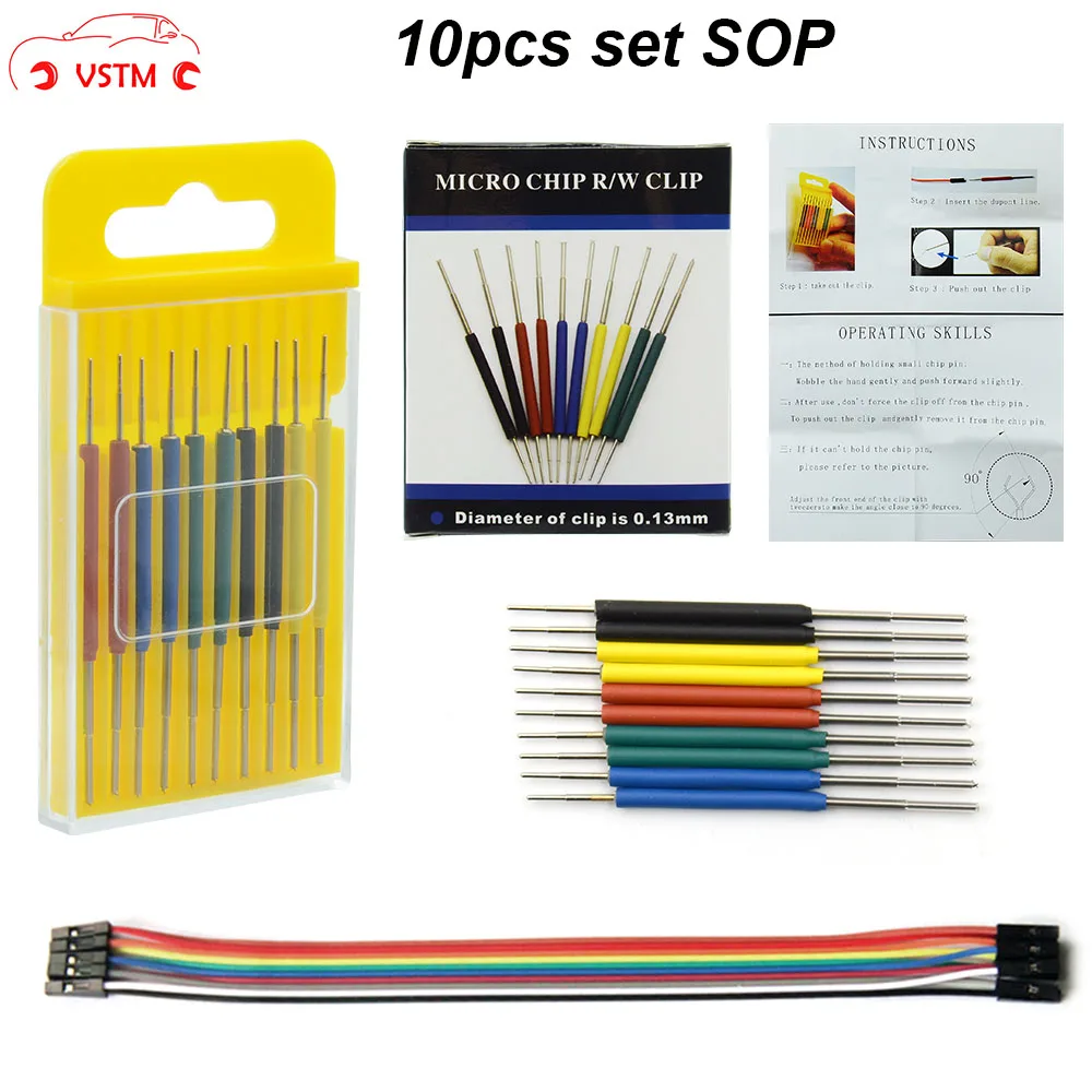

Micro IC clamp 10pcs/set SOP/SOIC/TSSOP/TSOP/SSOP/MSOP/PLCC/QFP /TQFP/LQFP/ SMD IC test chip pin mini chips adapter socket