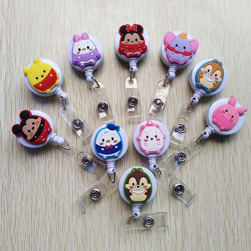 

10Pcs/lot New Promotion Cartoon animal Retractable Badge Reel Student Nurse Exihibiton ID Name Card Badge Holder Office Supplies