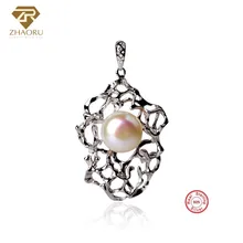 ZHAORU 925 Sterling Silver Pendant Natual Freshwater Pearl Pendant for Necklace 925 Silver Pendant Fashion Jewelry Women Gift wostu 2018 fashion 925 sterling silver convallaria pendant necklace for girl women silver jewelry original brand gift cqn229