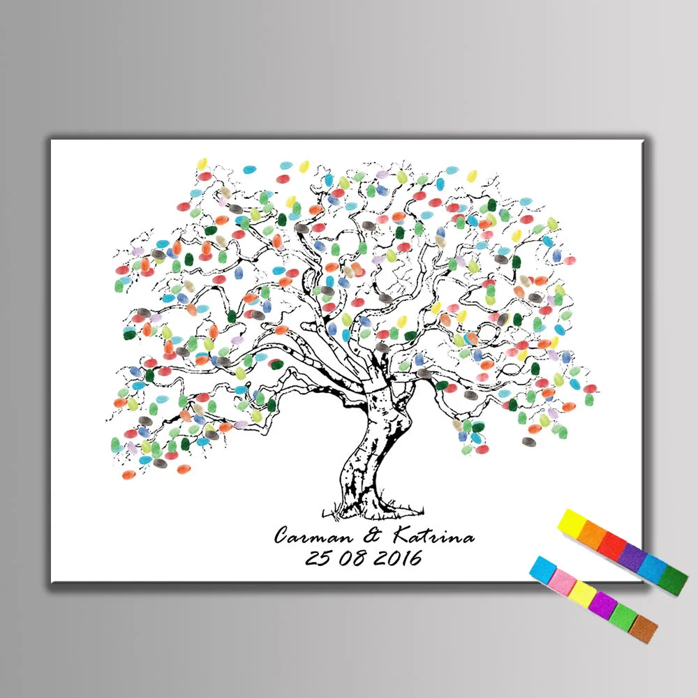 1 Set DIY Fingerprint Tree Guest Book Sign in Book Wedding Party
