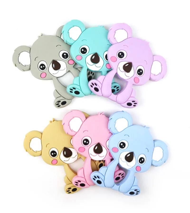 

Infant Baby Silicone Chew Charms Food Grade Silicone Teethers DIY Animal Koala Baby Ring Teether Kids Teething Gift Toddler Toys