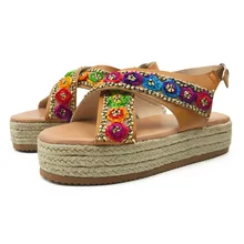 CHAMSGEND/женские сандалии из толстой кожи с открытым носком и перекрестной пряжкой; Повседневная обувь; удобная Пляжная обувь с открытым носком