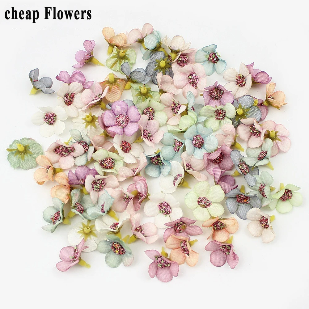 

5Pcs 2cm Multicolor Daisy Flower Heads Mini Silk Artificial Flowers for Wreath Scrapbooking Home Wedding Decoration