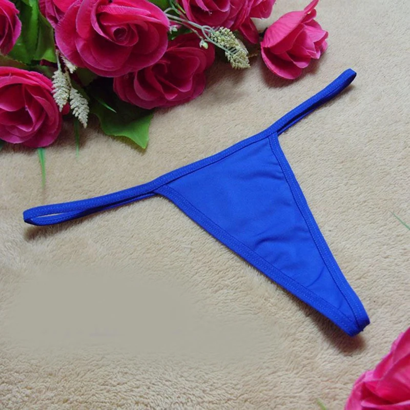 Сексуальные бандажные женские трусики с низкой талией, с Т-образным вырезом, спандекс, стринги, нижнее белье - Цвет: Синий