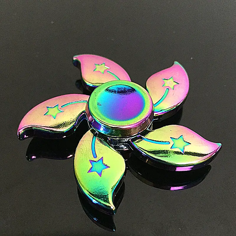 EDC Fidget Spinner Hand Six lotus flower весовые игрушки Радужный цвет металлический Gryo новый