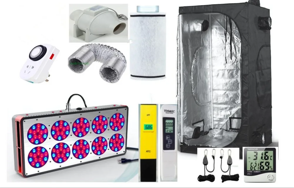 

Complete Grow Tent Hydroponic 120x120X200cm Apollo 10 Full Spectrum 450W Grow Light Greenhouse Garden Grow Kit Set-up System