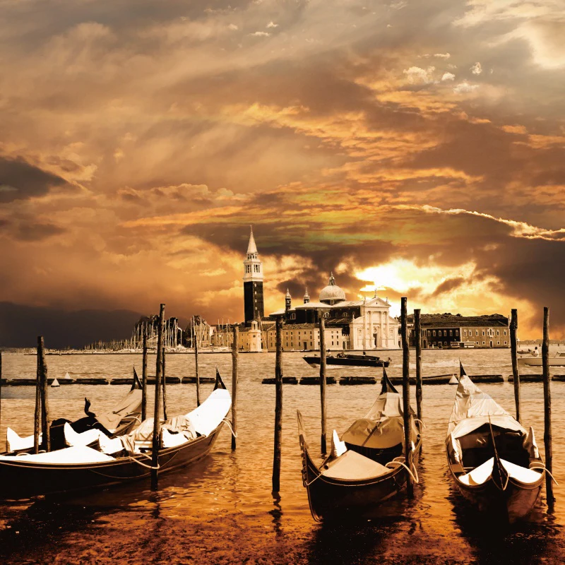 Laeacco Dusk Harbor Boats Houses Scenic Photography