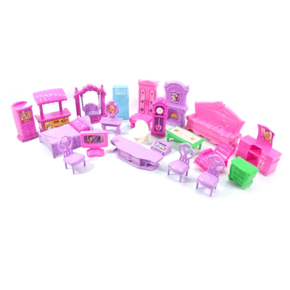 Hot Sale Pretend Play Toys Christmas Gift Plastic Furniture Miniature Rooms For Doll 22PCS/set 3D Dolls House Set Baby Kids-1