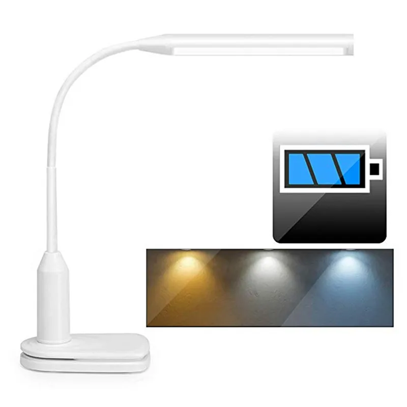 

HZFCEW 5W 24 LEDs Stepless Dimmable Flexible Clamp Clip Desk Lamp Eye-Care Touch Sensor Reading Table Lamp Memory Function