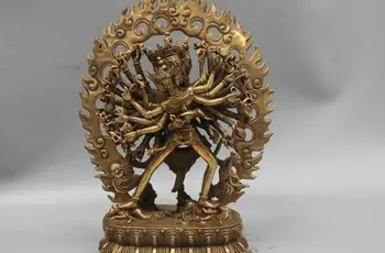 

11'' China Tibet Kalachakra Yab-yum Buddha Bronze Statue
