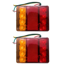 ##Special Price 1 Pair DC 12V Truck HL-I-008 8LED Two-color Taillights Stop Rear Tail Brake Lights Amber+Red Taillights ##Special Price 1 Pair DC 12V Truck HL-I-008 8LED Two-color Taillights Stop Rear Tail Brake Lights Amber+Red Taillights