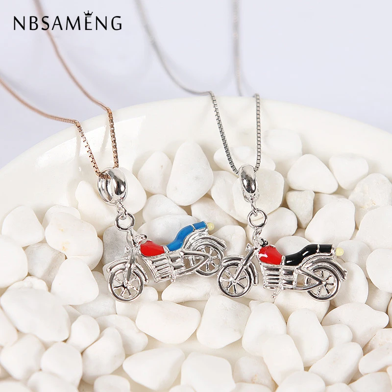 New Authentic 100% 925 Sterling Silver Bead Charm Motorcycle Bike Pendant Enamel Charms Fit Bracelets DIY Women Jewelry | Украшения и