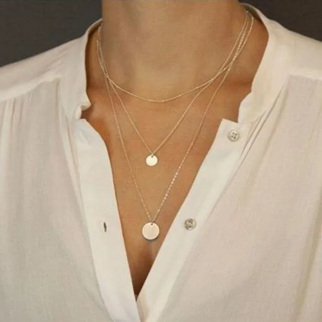 Multi Layer Gold Chain Necklace For Women Chocker Long Chain Coin Necklace Simpl Multi Layer Gold Chain Necklace For Women Chocker Long Chain Coin Necklace Simpl