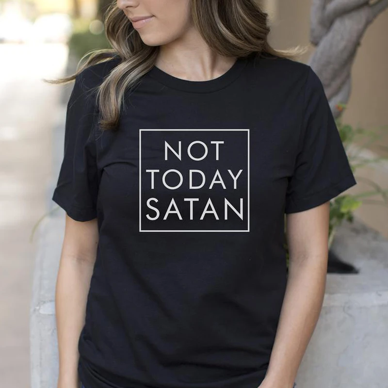 Женская футболка с надписью Not Today сатана летняя хлопковая Футболка принтом