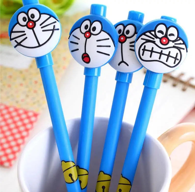 5pcs/lot Kawaii Doraemon Gel Pen 0.5mm Black Gel Ink Pen Escolar