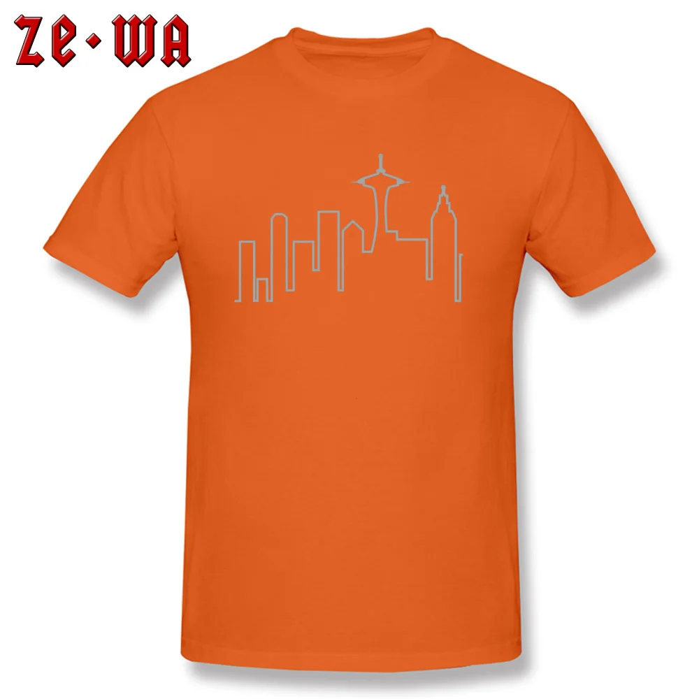 Frasier - Skyline -4039 100% Cotton Fabric Tops T Shirt for Men Printed T Shirt Fashion Round Neck Tops T Shirt Short Sleeve Frasier - Skyline -4039 orange