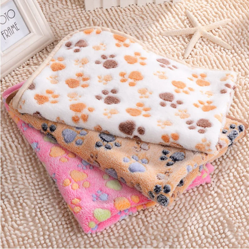 

Dogs Blanket Winter Soft Coral Fleece Pet Bed Blankets Mats Cover Paw Print Puppy Towels Dog Cushion Cat House Pet Supplies