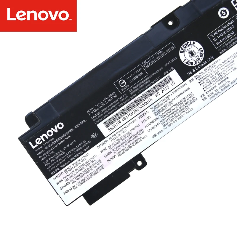 Аккумулятор для ноутбука lenovo ThinkPad T460s 01AV405 01AV407 SB10J79004 SB10F46463 00HW024 00HW025 11,1 V 24Wh 00HW038