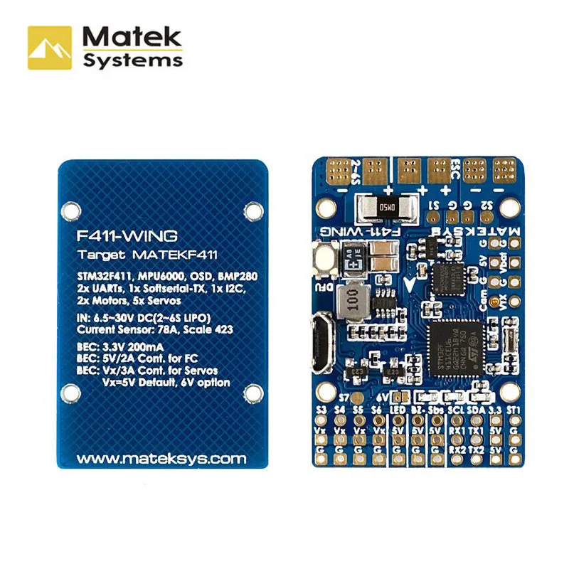 

Matek Systems F411-WING (New) STM32F411 Flight Controller Built-in OSD for RC Airplane Fix-wing FPV Drone