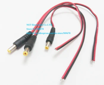 

Free shipping/100pcs/ DC 5.5x2.1MM Power Cord/Pigtail with Male Plug 2.1mm camera male power Plug For CCTV Cameras