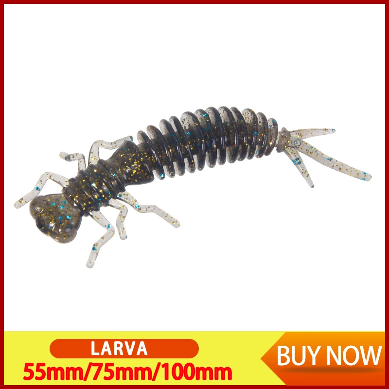 

HAODIAOZHE Fishing Worm Silicone Larva Soft Lures 50mm 75mm 100mm Silicone Minnow Swimbaits isca Artificial Soft Bait Pike Carp