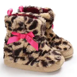 Противоскользящая обувь для младенцев; обувь для малышей; младенческие сапоги для снега; теплая детская обувь с леопардовым рисунком для