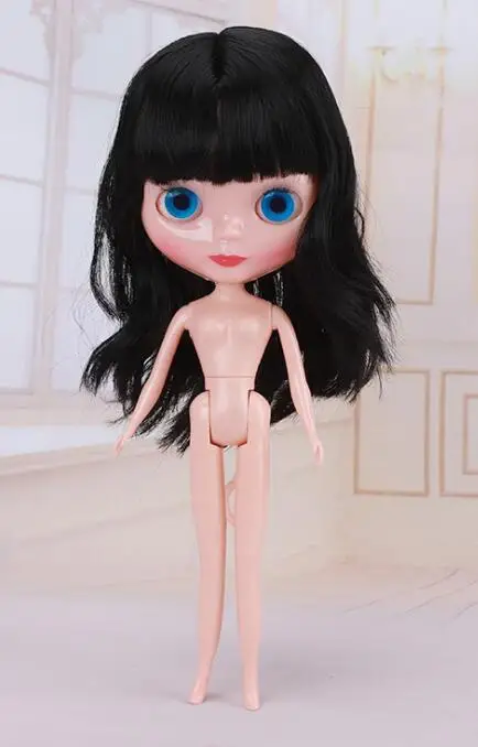 31 см, кукла Nude Blyth, модное платье, шарнирные куклы, BJD для девочек, цветные волосы, сделай сам, макияж, куклы, игрушки для девочек 1/6, игрушки DIY - Цвет: Black Hair