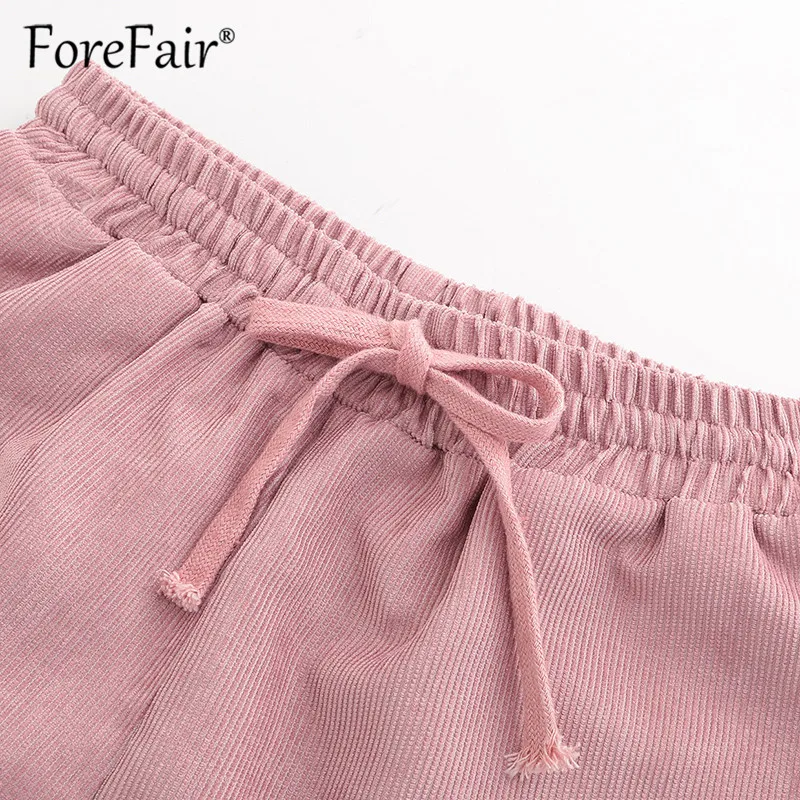 Forefair новинка вельветовые шорты летние женские Ретро стиль свободные эластичный