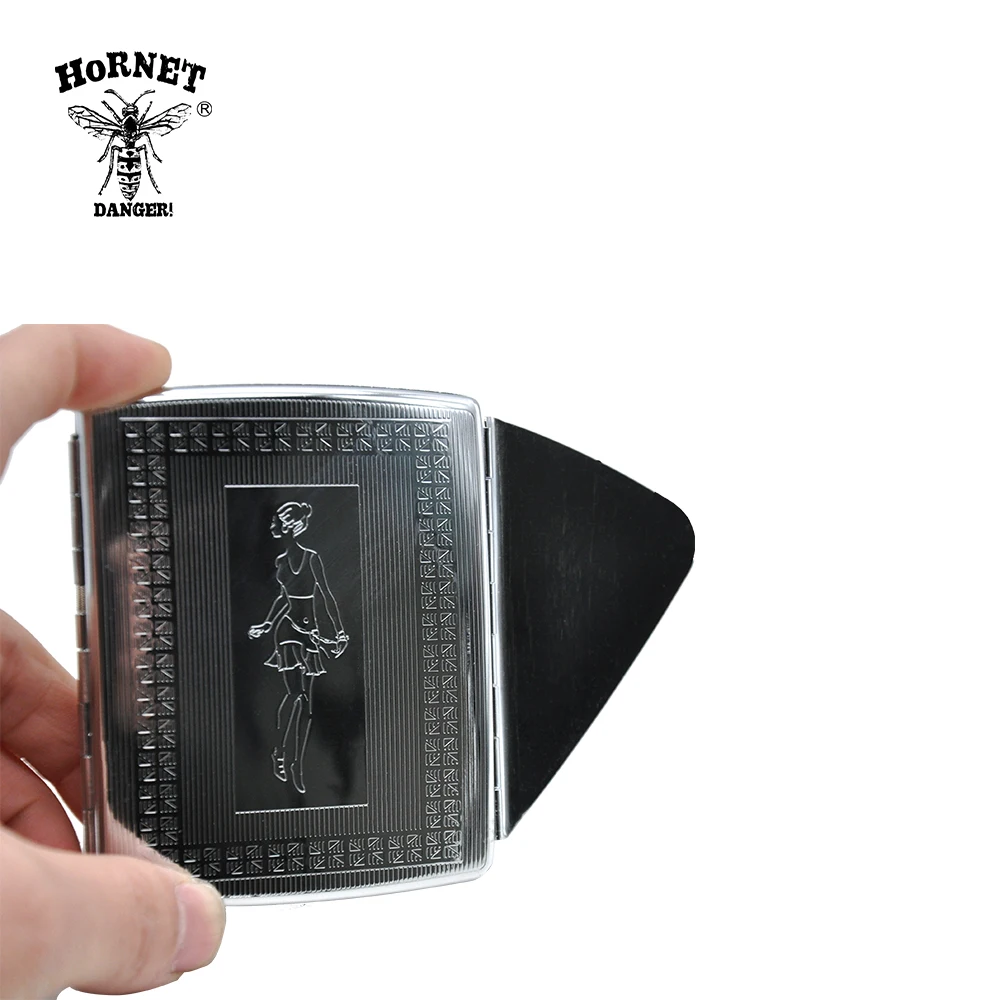 HORNET DANGER зеркальный Дизайн чехол для сигарет 100*80 мм обычная коробка для сигарет большой емкости коробка для табака с зажимом магнитные колпаки