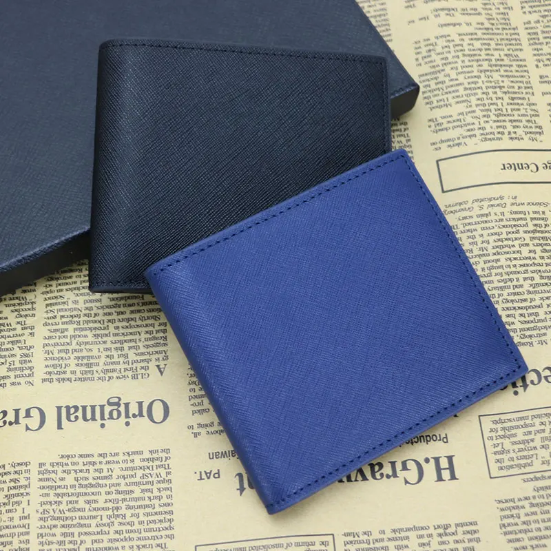 Goede Nieuwkomers Monogram Beginletters Echt Saffiano Lederen Mannen Portemonnee Korte Portemonnee Bifold Portemonnee