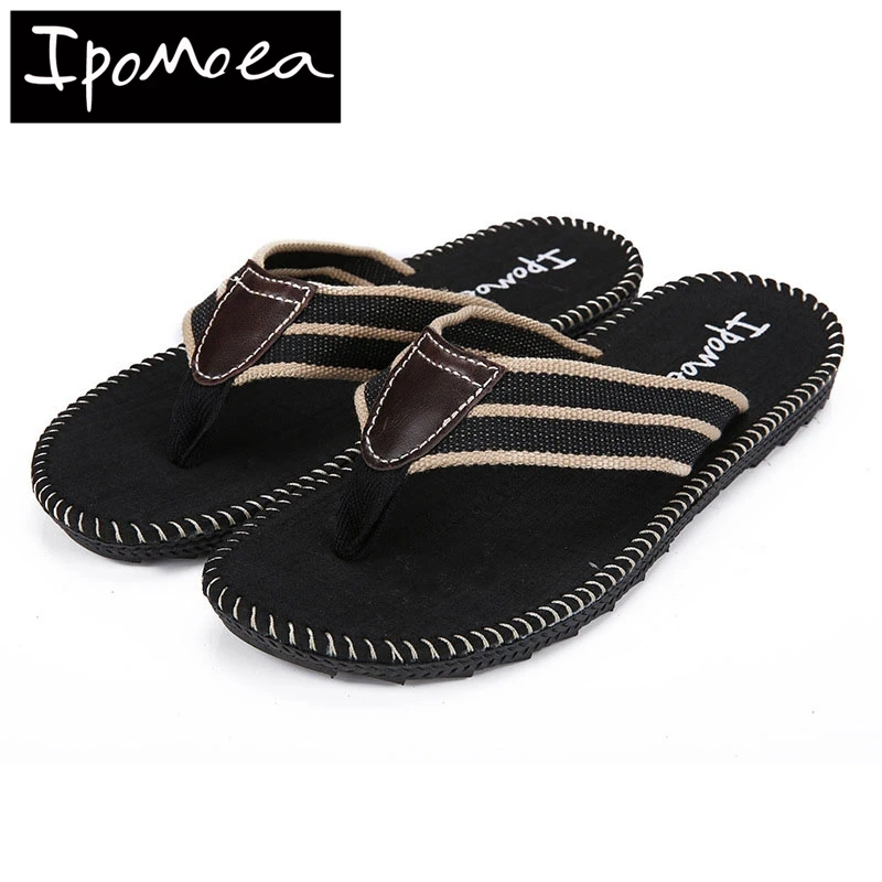 

Ipomoea Brand 2017 New British Style Men Flip Flops Summer Cool Boardered Beach Sandals Non-slide Slippers Zapatos Hombre