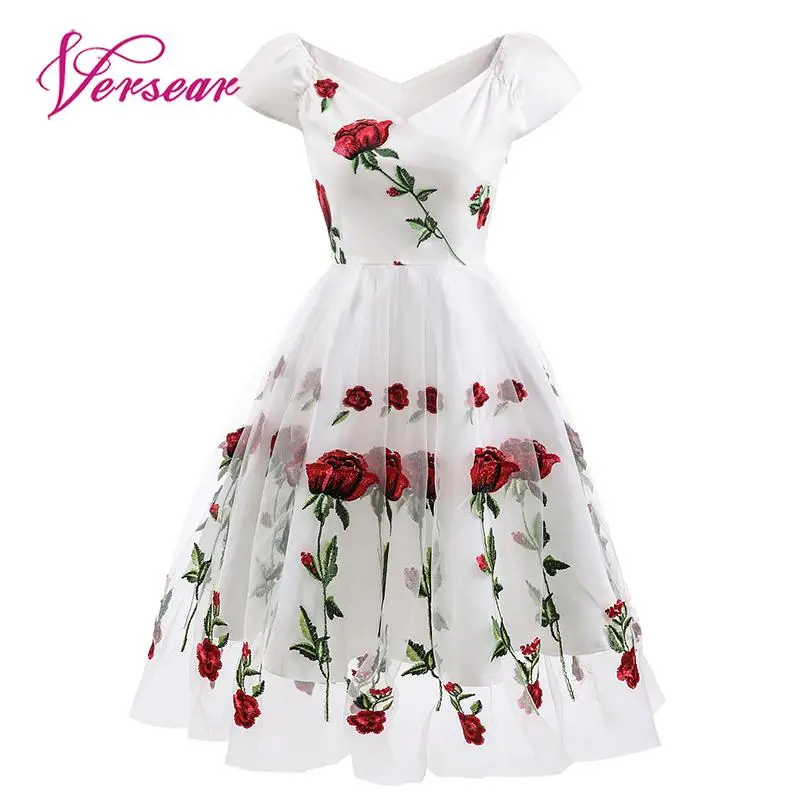 Mesh Women Dress Empire Waist Flower Loose Oversized Women Plus Size 3//4 Sleeve