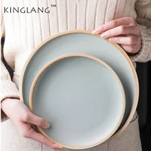 Японская однотонная матовая керамическая посуда, домашняя тарелка для стейка, плоская тарелка, большая белая тарелка