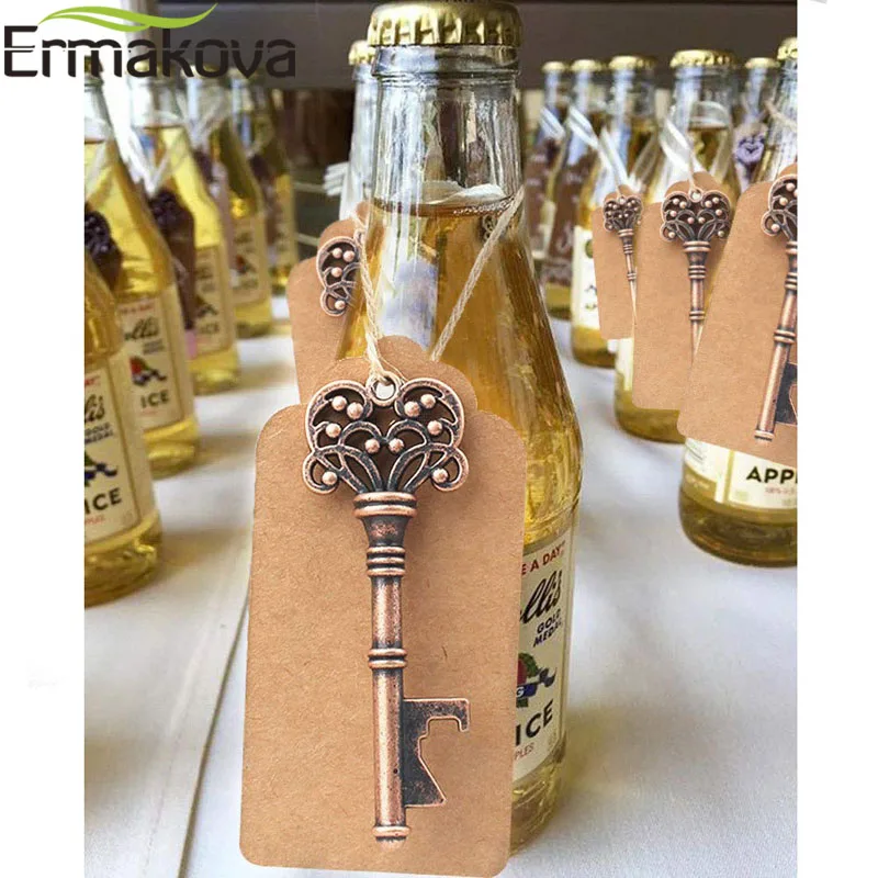 

ERMAKOVA Set of 50 pcs Wedding Favors Retro Metal Skeleton Key Bottle Opener DIY Rustic Wedding Party Decor Gifts