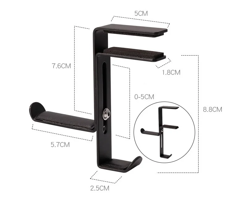 Headphone Stand Universal Aluminum Headphone Hanger Headset Desk Holder Multifunctional Gadgets Mount with Screws