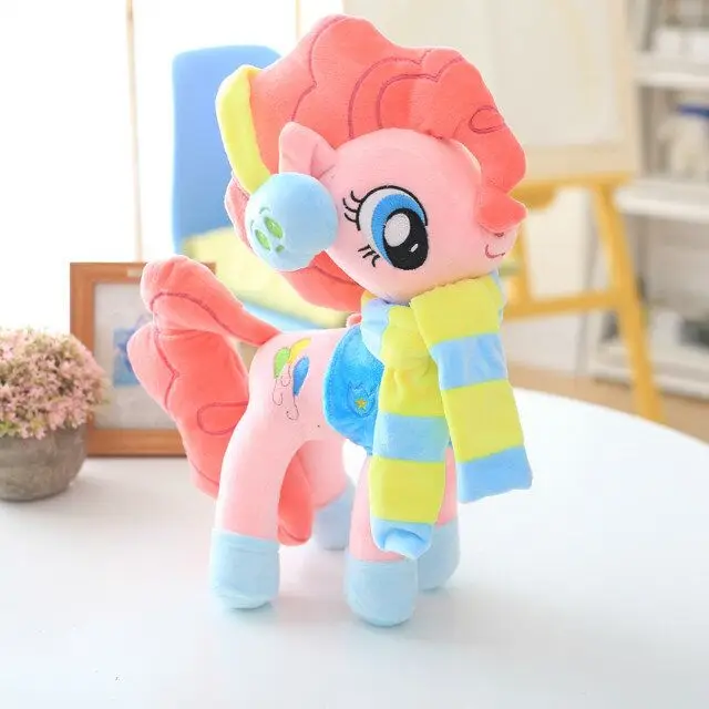 Прямая 40 см мультфильм красочные шапочка бу большой глаз шарф носимых Пони единорог плюшевые игрушки для детей - Цвет: Pinkie Pie