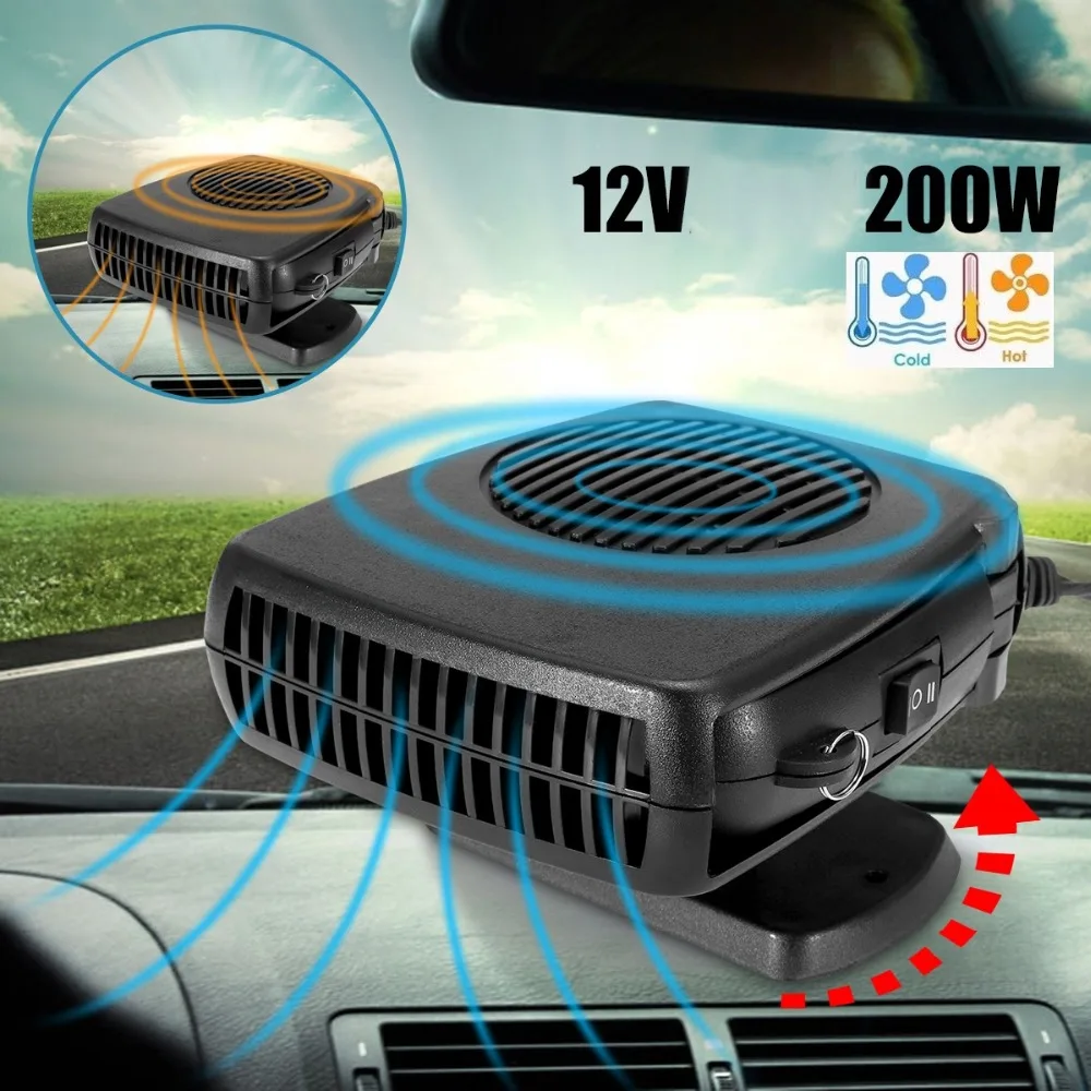 Портативный 360 градусов все-круглый регулируемый 2 в 1 автомобильный обогреватель и охлаждающий вентилятор 12 В 200 Вт автомобильный антизапотеватель для ветрового стекла с выключателем