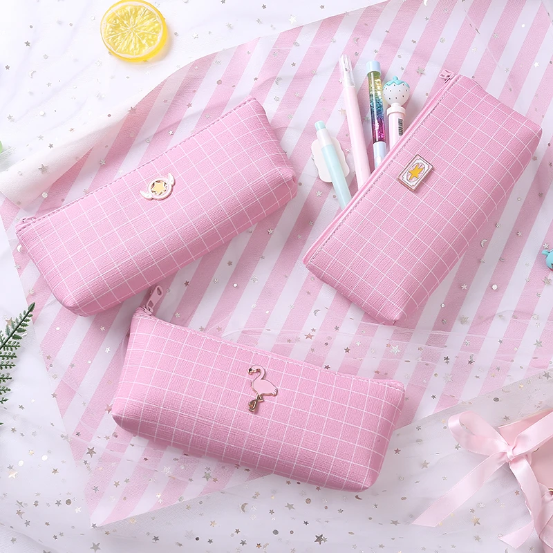 Розовая Сетка pu кожаная сумка для карандашей милый Фламинго флеш-накопитель в виде единорога сумка для хранения канцелярских принадлежностей Органайзер чехол школьные принадлежности студенческий подарок