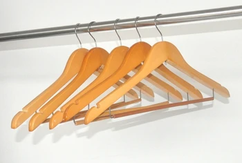 

[Free Shipping] A Grade Wood Suits Hanger with Locking Bar,Used for Clothes Shop and Hotel (10 pieces/ lot)